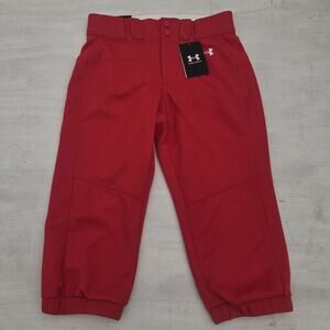 Under Armour Women's UA Utility Softball Pants Loose Fit Cropped 1375665 Red